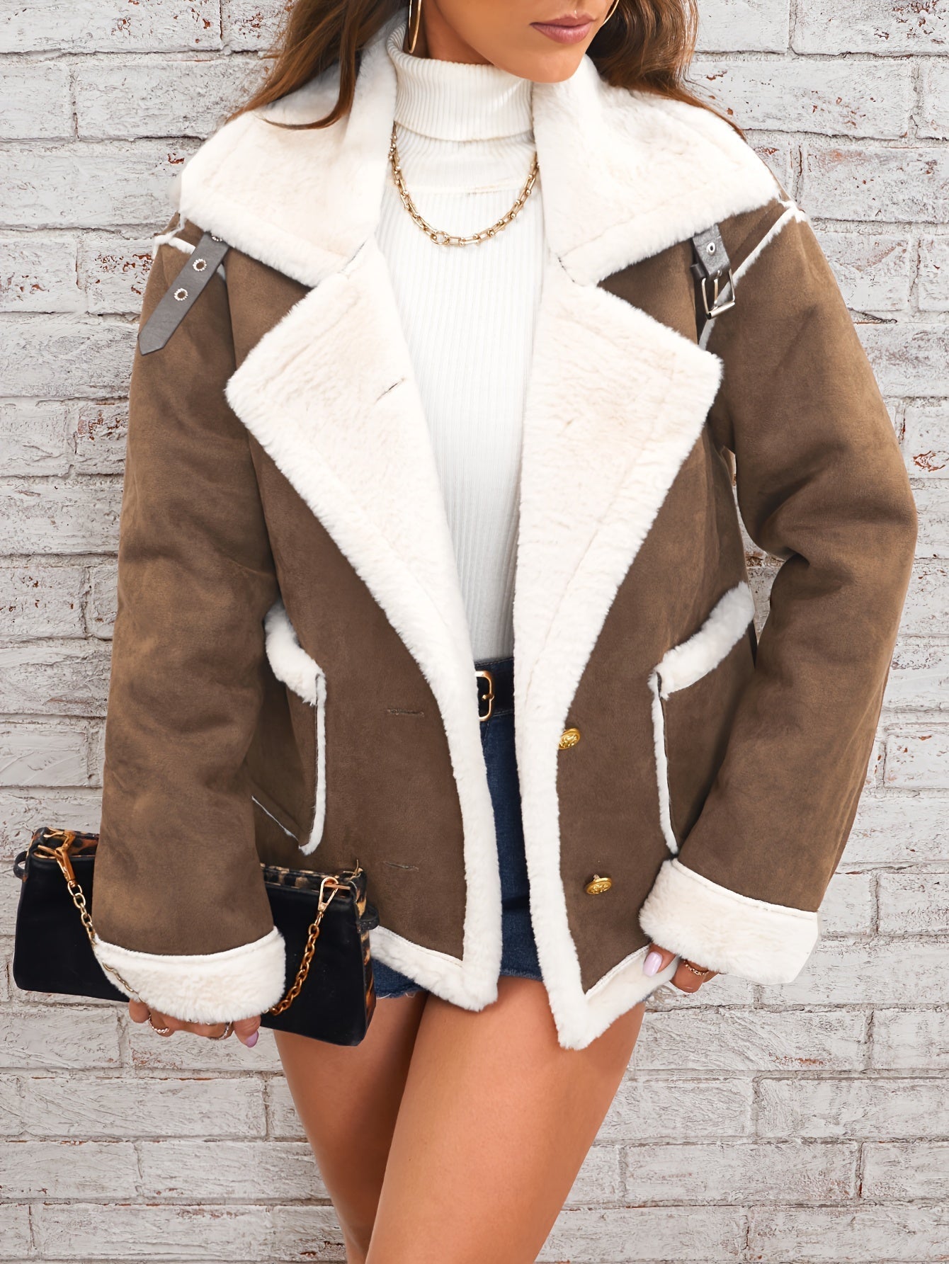 Lapel plysch jacka