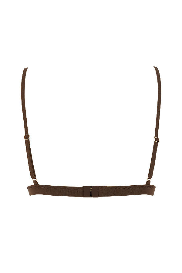 Choklad chiffong skjortklänning och bralette