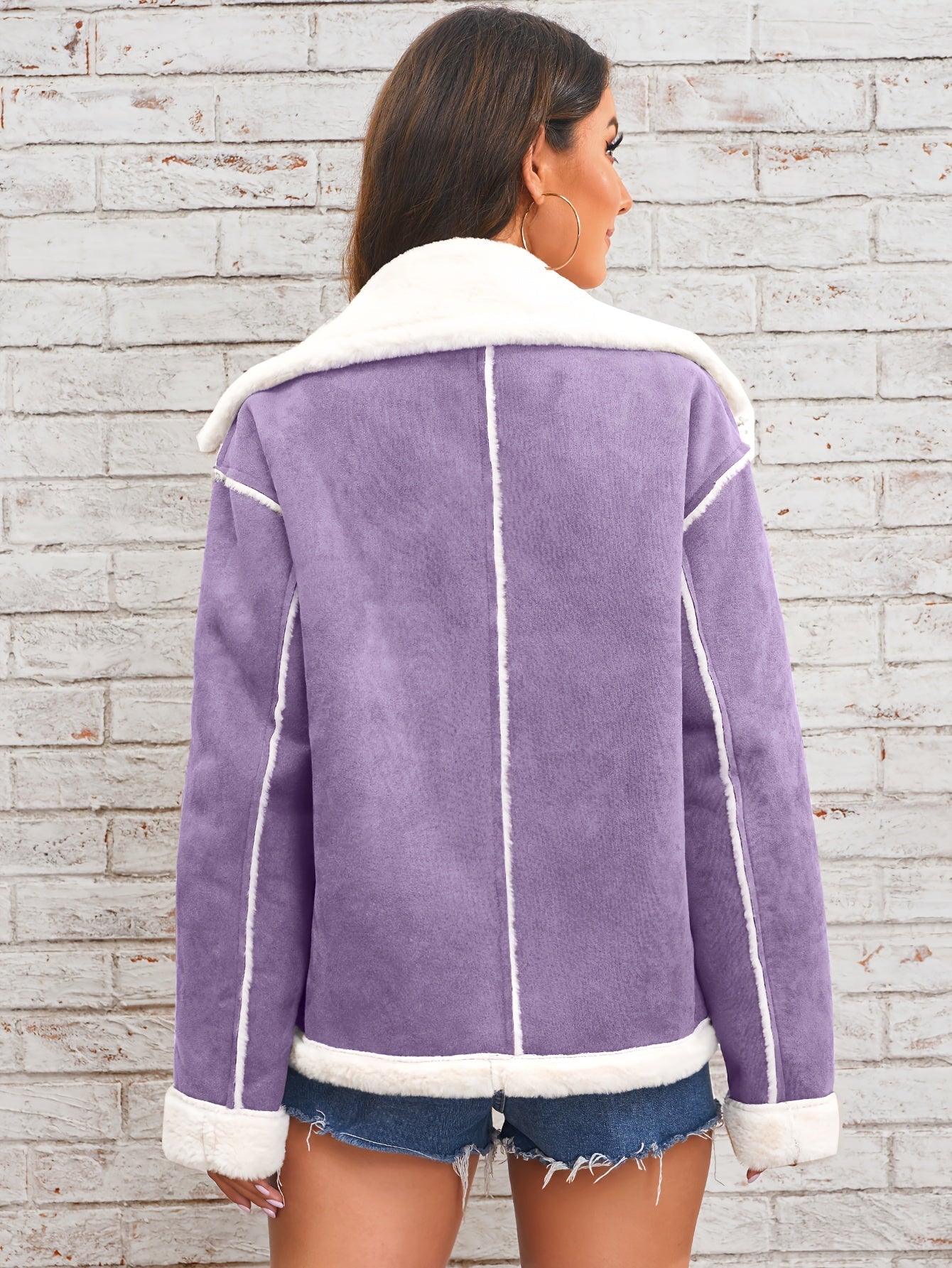Lapel plysch jacka