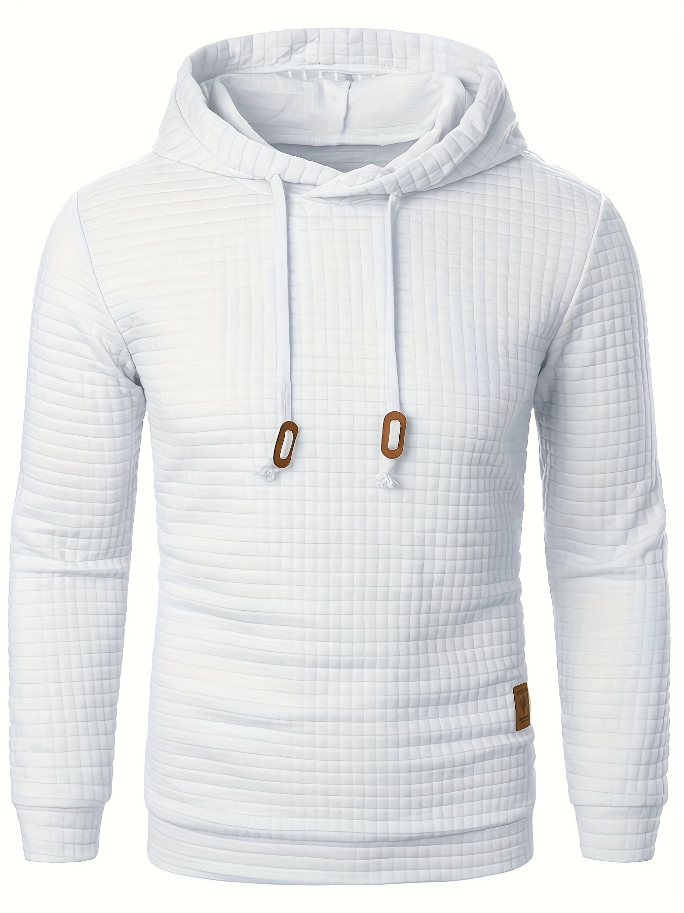 Bekväm lå ngärmad hoodie med vå ffelmönster