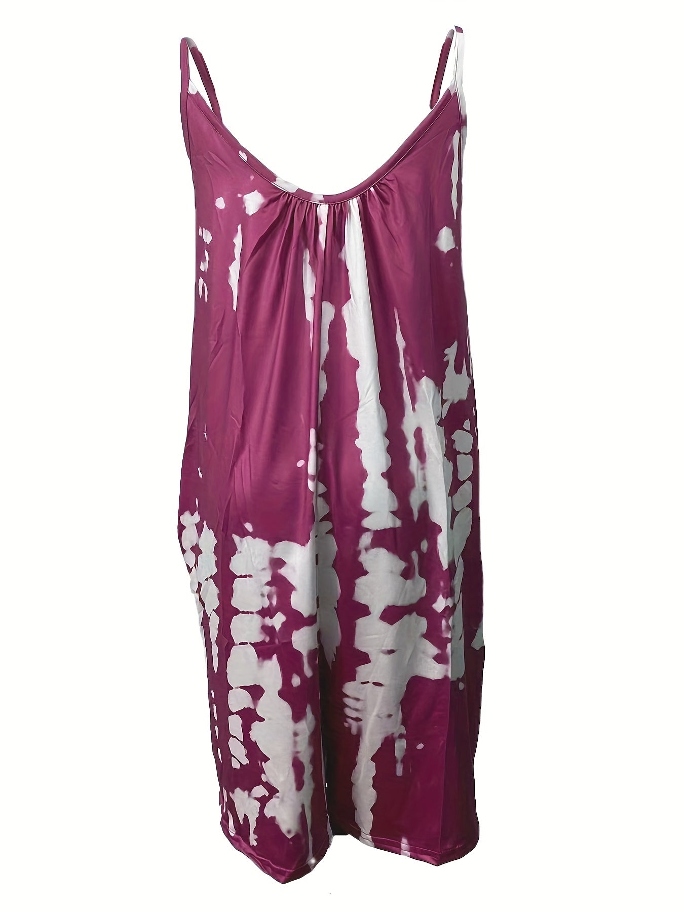 Boho blå tie dye ärmlös tröja med rund hals