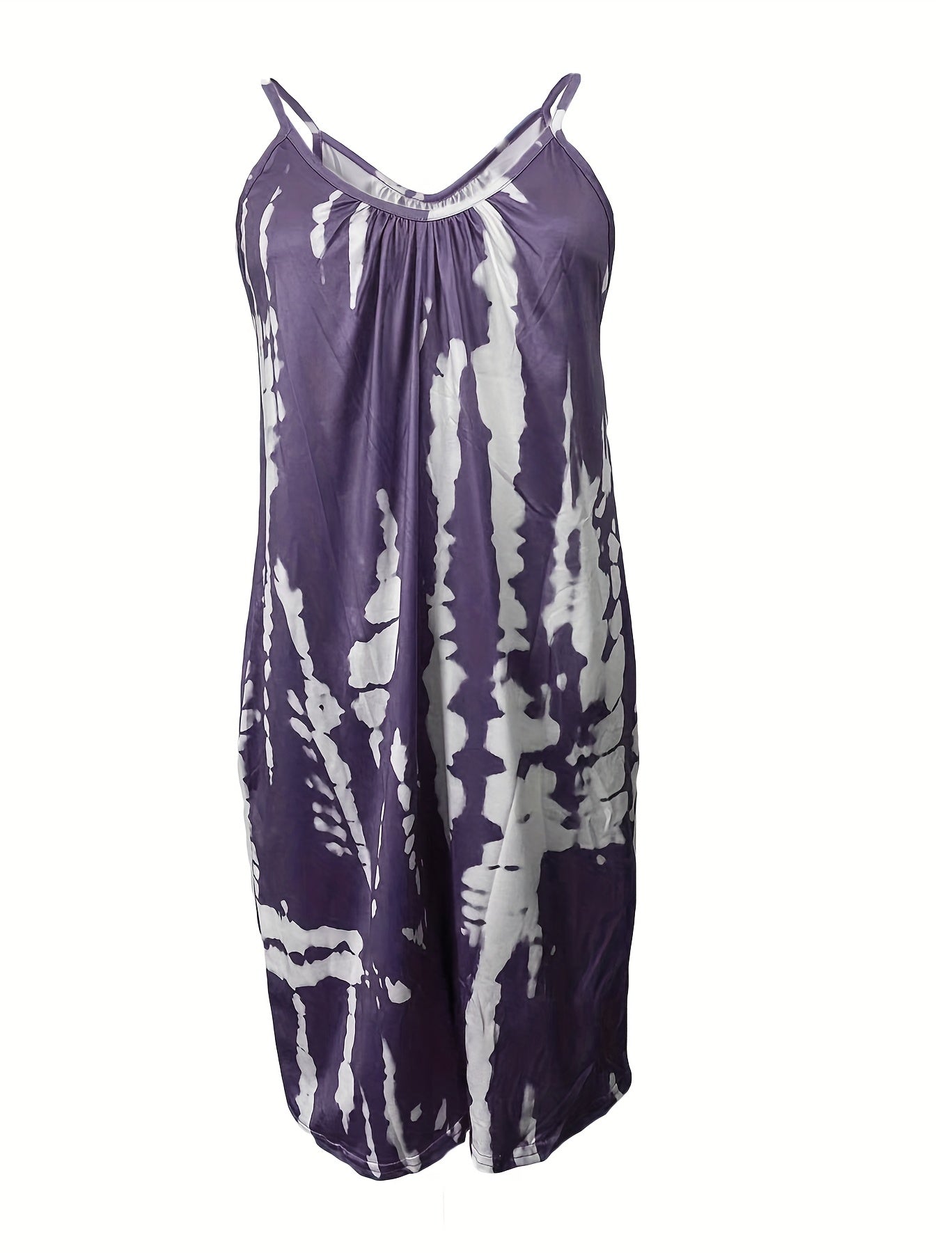 Boho blå tie dye ärmlös tröja med rund hals