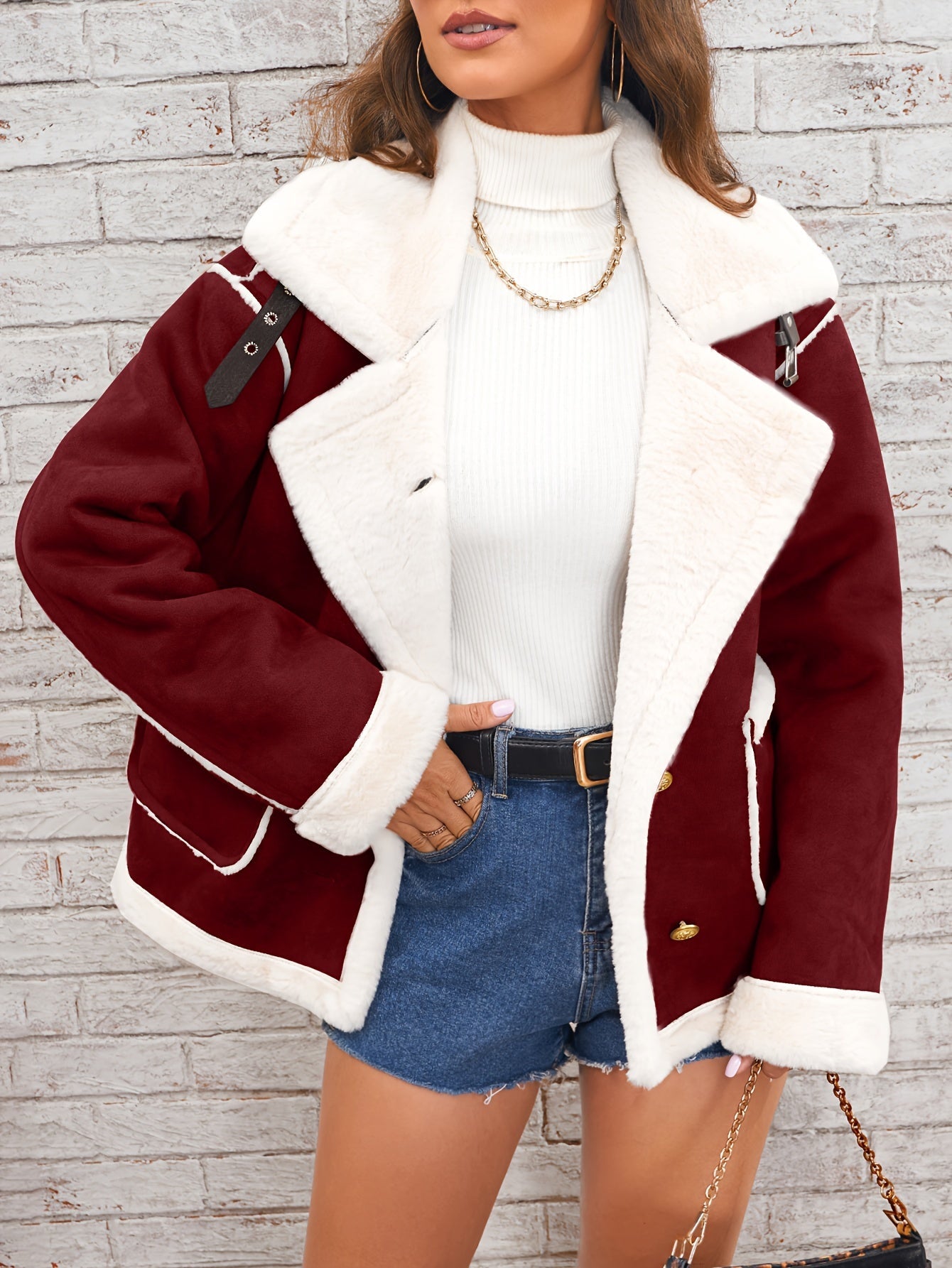 Lapel plysch jacka