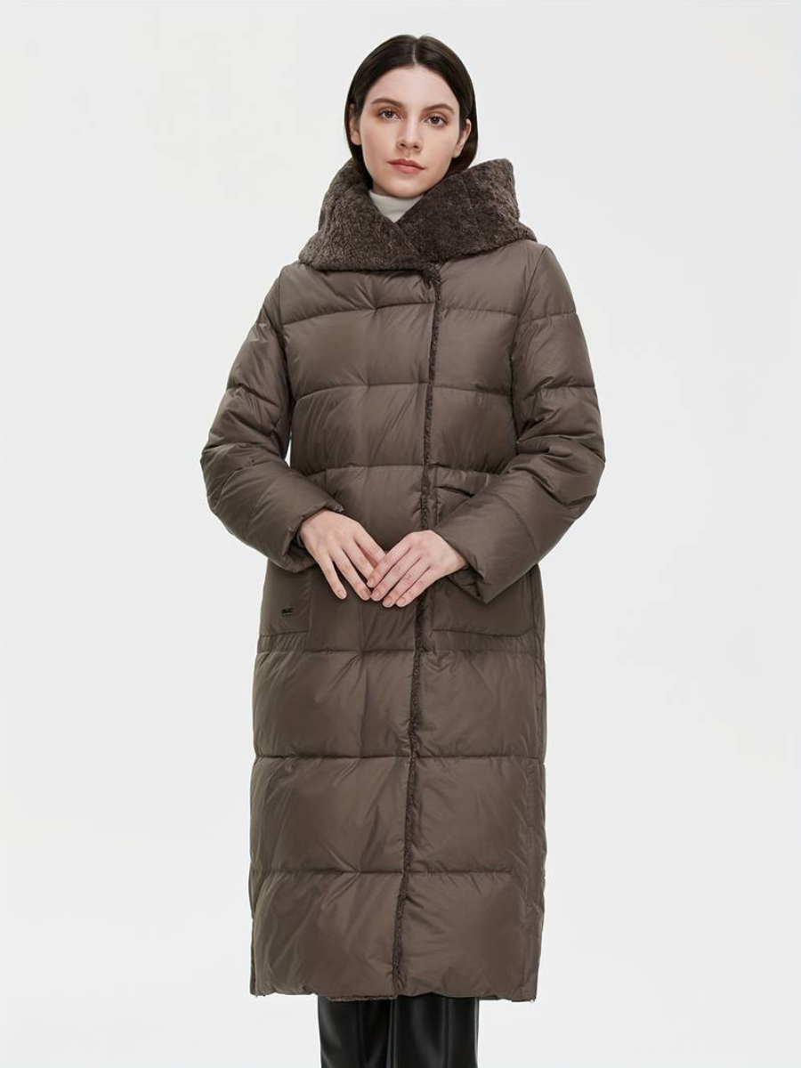 lå ng fluffig jacka med dragkedja