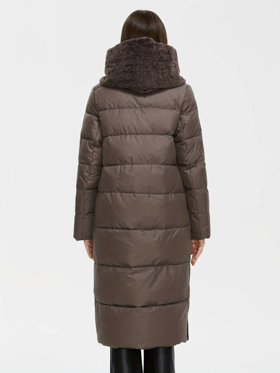 lå ng fluffig jacka med dragkedja