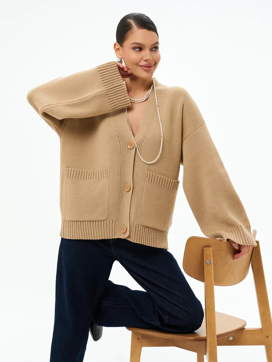 Överdimensionerad tjock stickad kofta