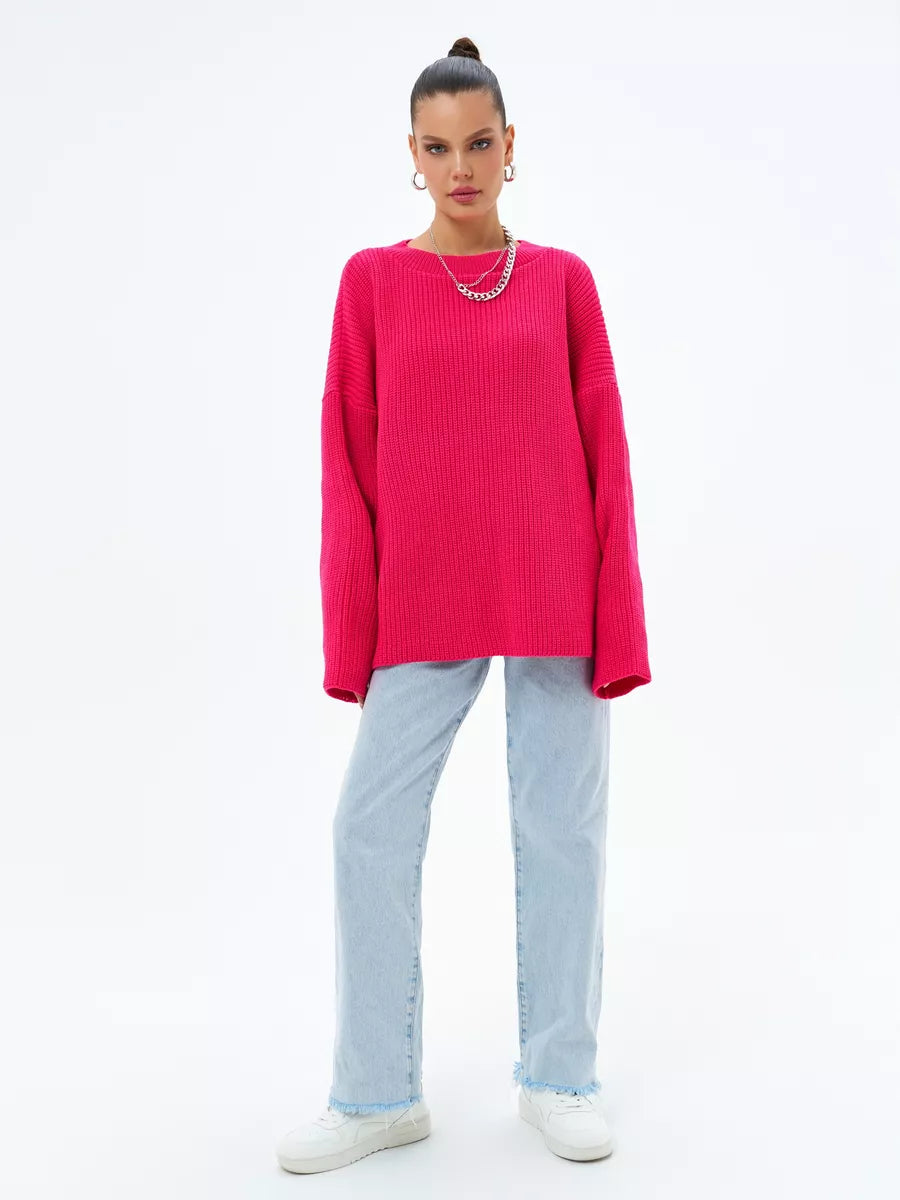 Lösstickad randig tröja