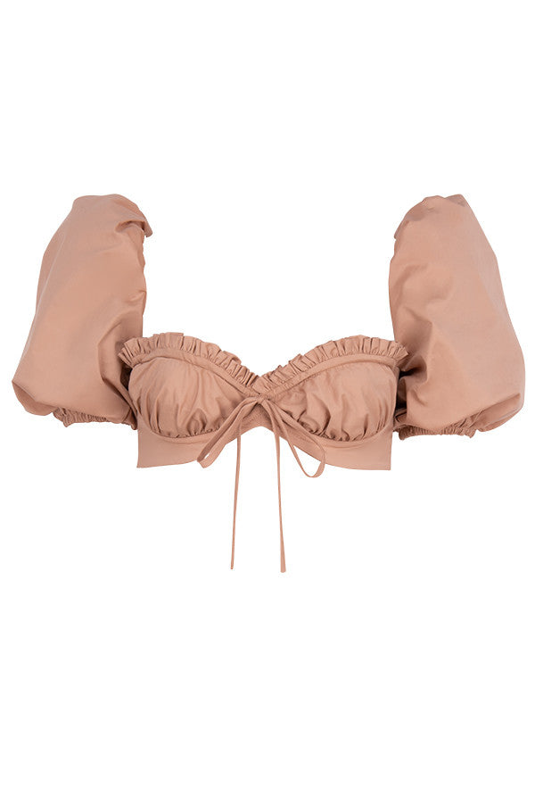 Kamelfärgad bralette med puffärmar