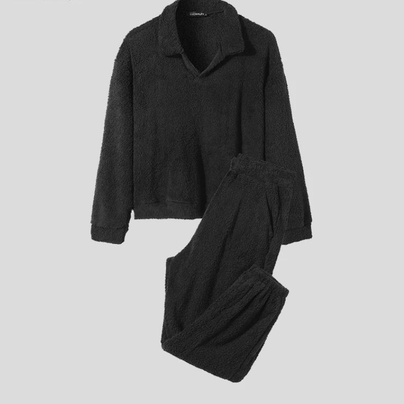 Fuzzy Fleece sweatshirt med lå nga ärmar och lå nga byxor