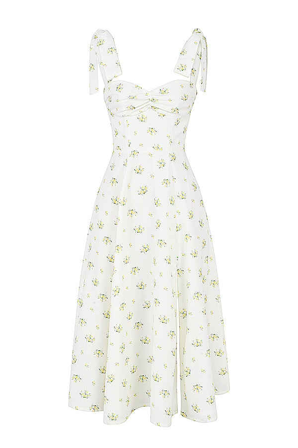 Blommig midi solklänning