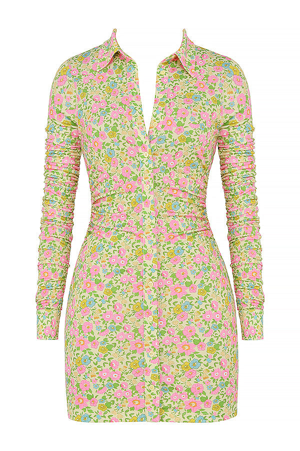 Vintage miniskjortklänning med blommor