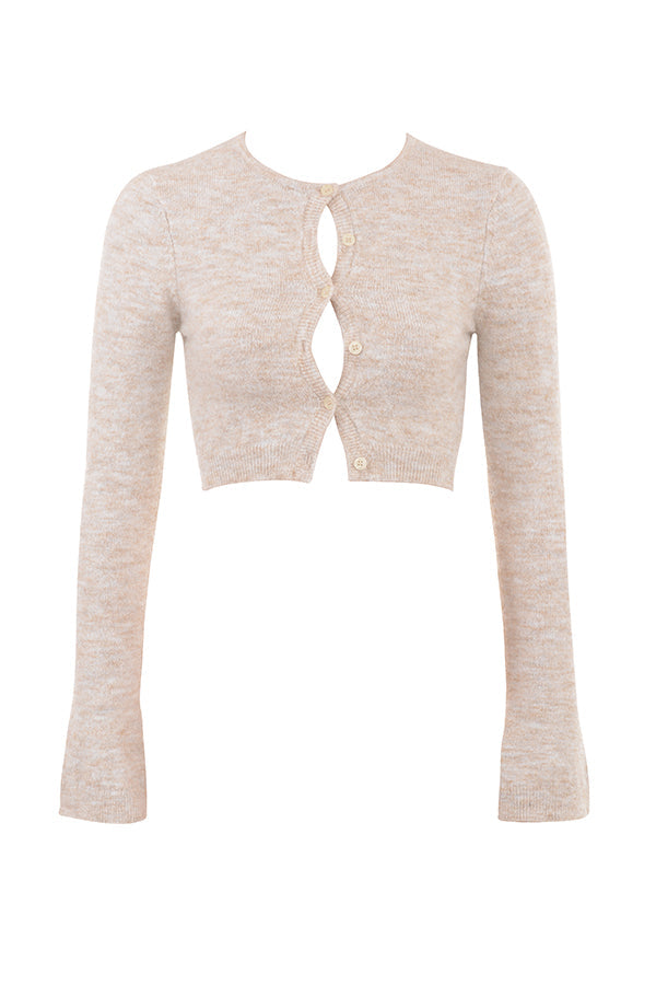 Fluffig stickad cropped cardigan