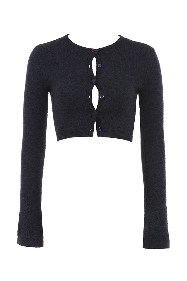 Fluffig stickad cropped cardigan