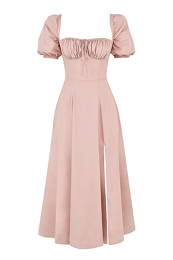 Midi solklänning med puffärmar