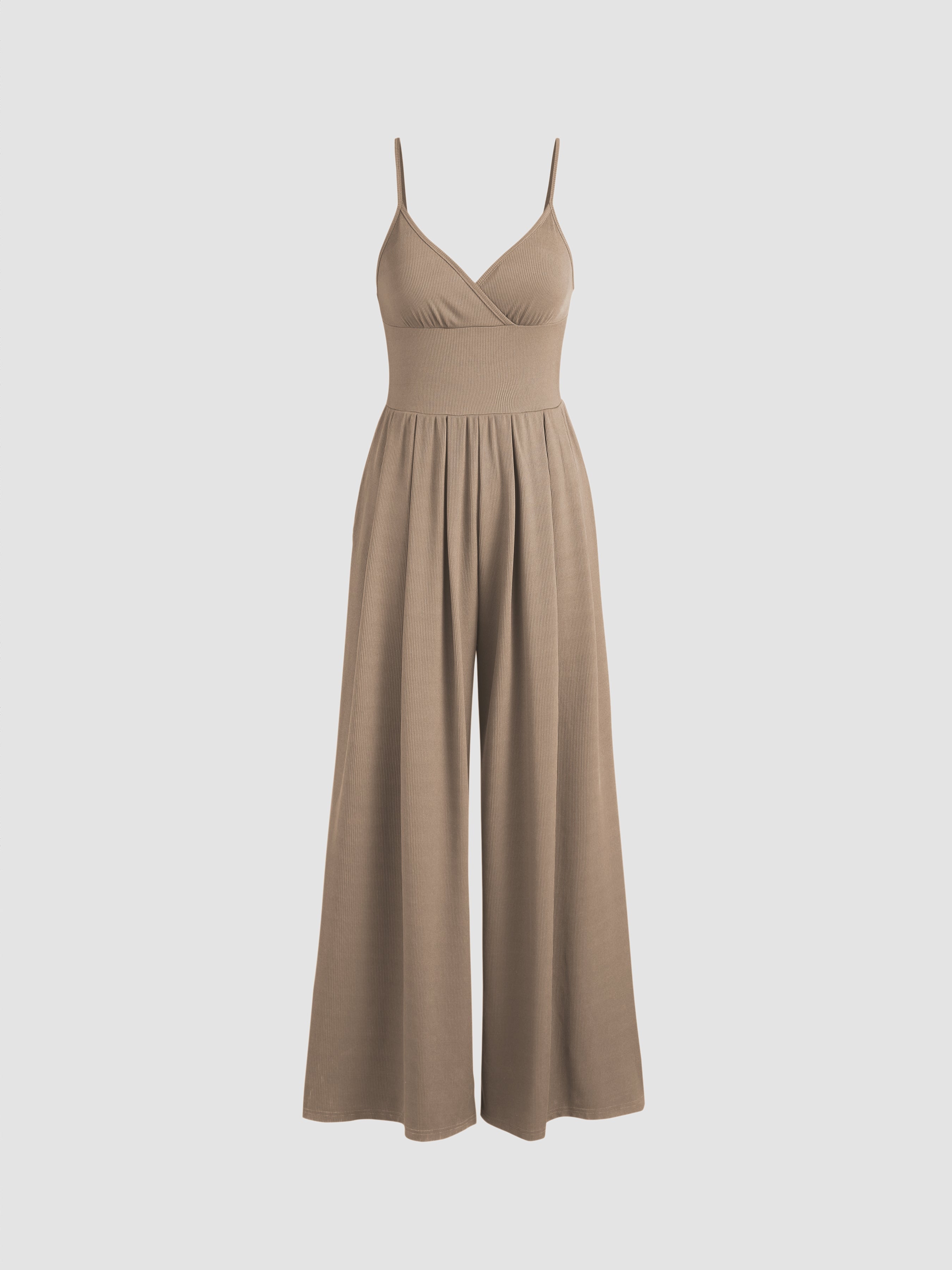 Jumpsuit med V-ringning och vida ben