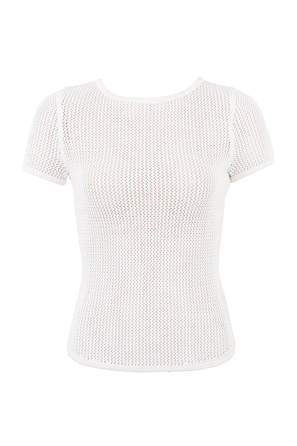 Vit stickad topp med minikjol