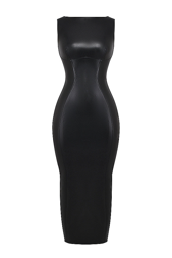 Lyxig maxiklänning i läder