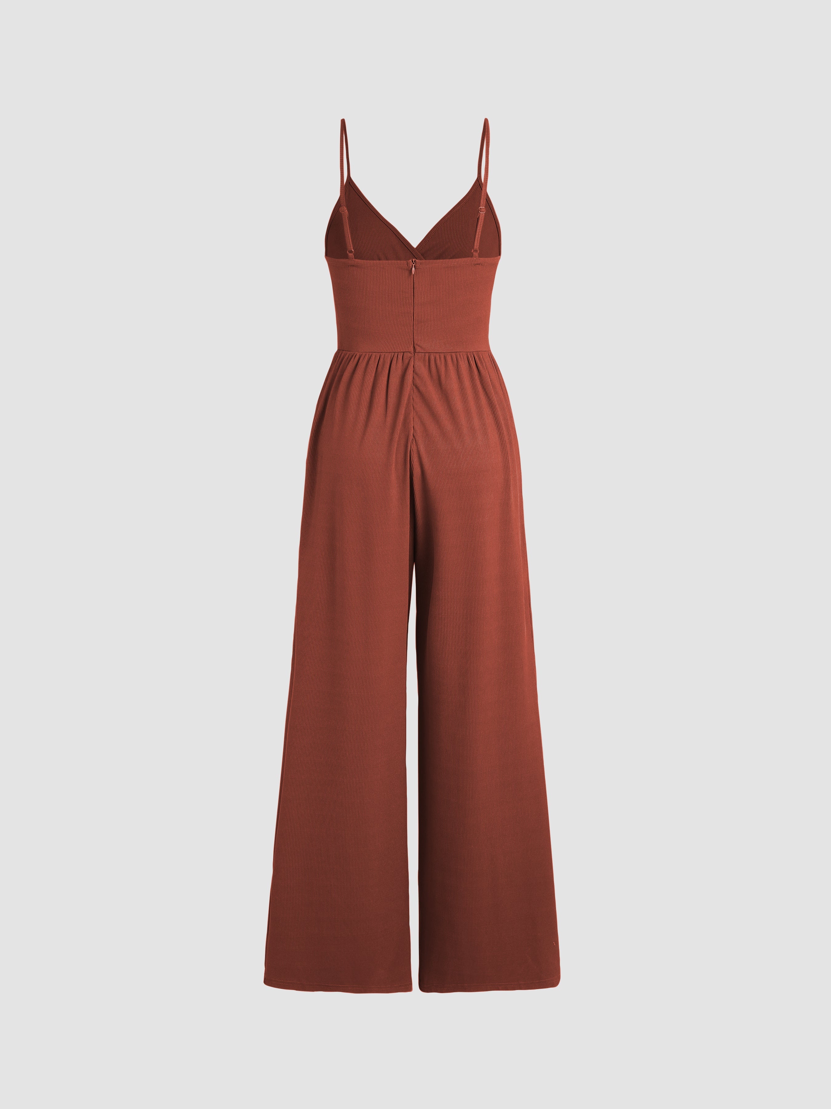 Jumpsuit med V-ringning och vida ben