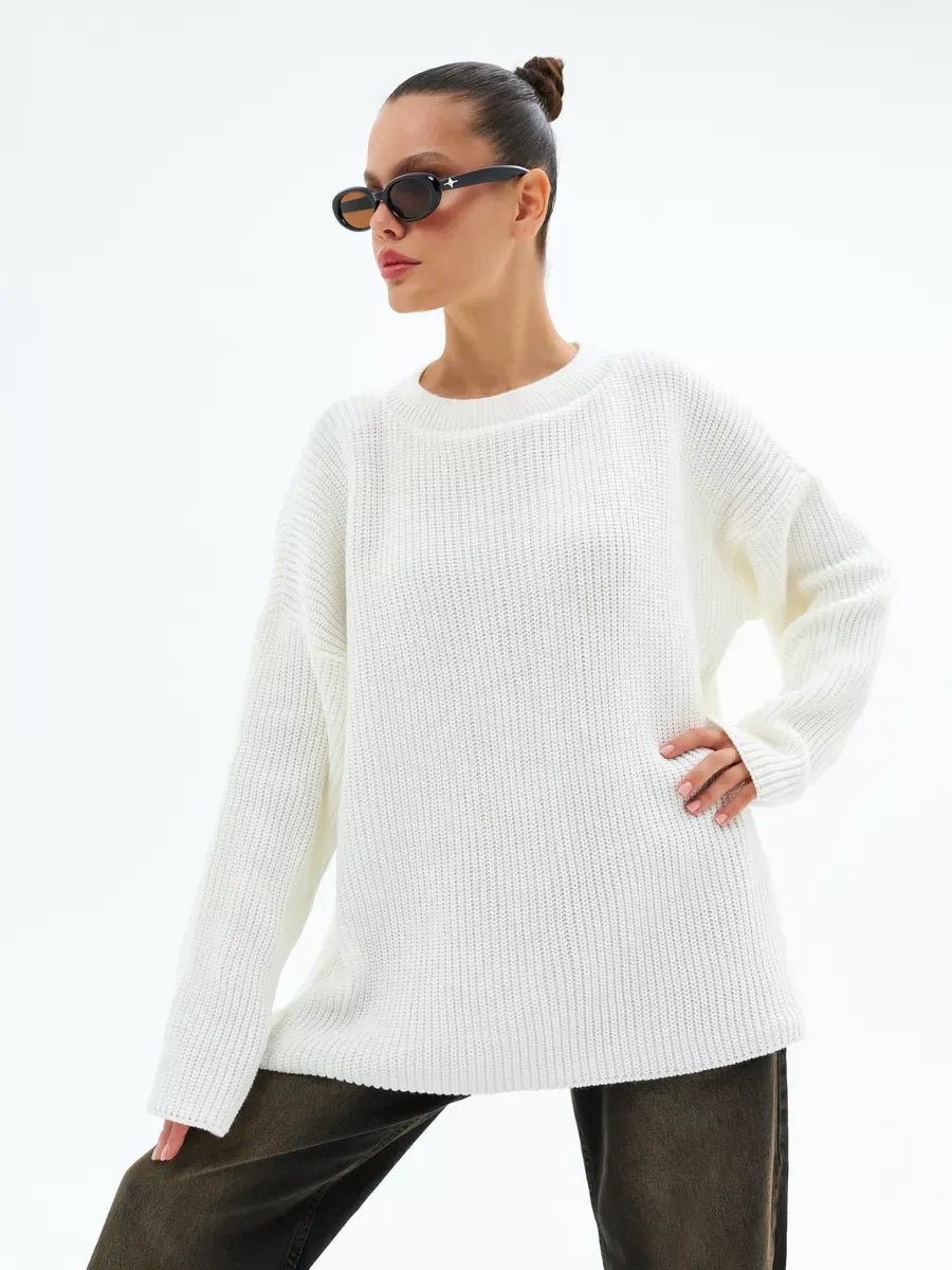 Lösstickad randig tröja