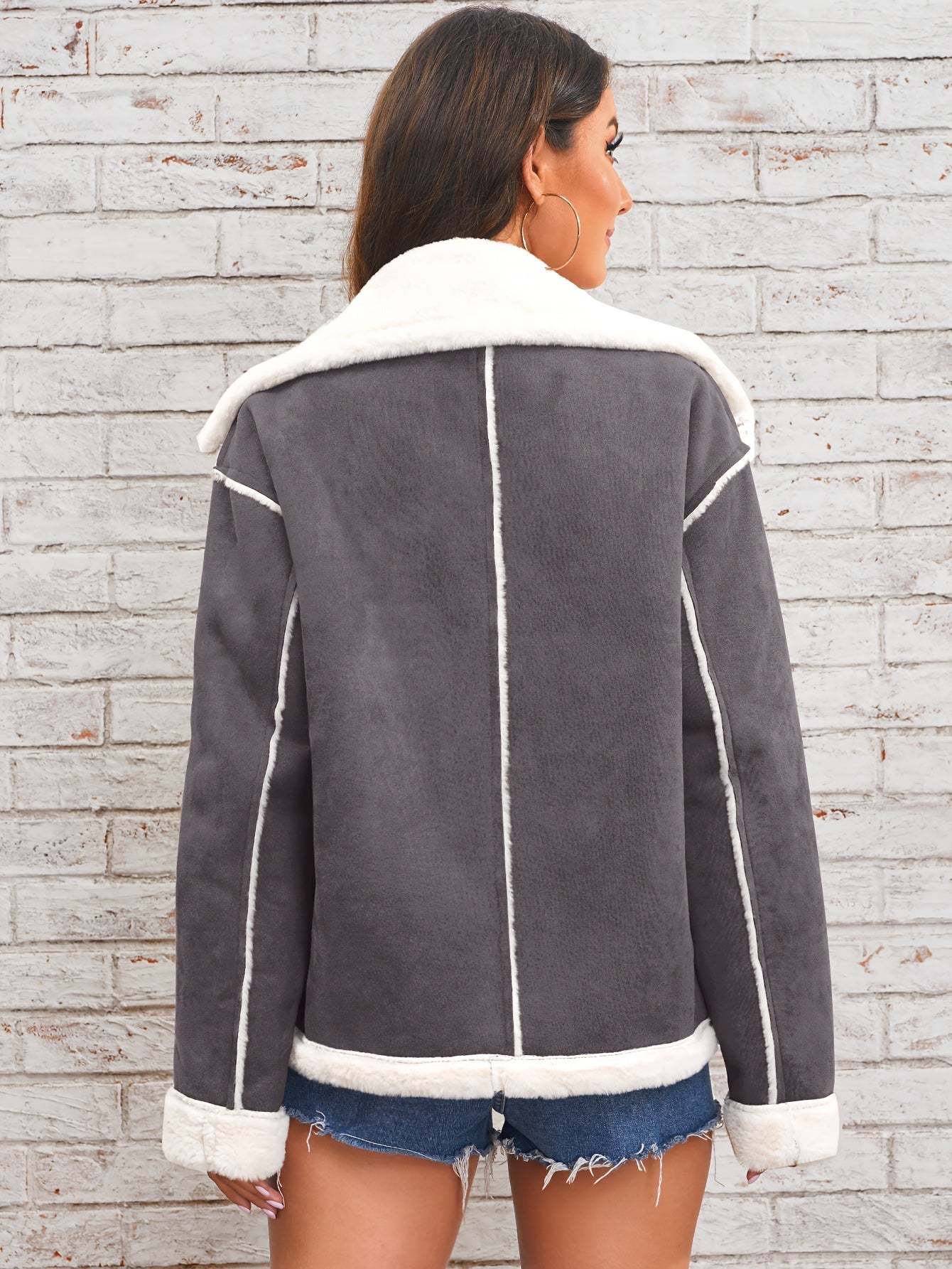 Lapel plysch jacka