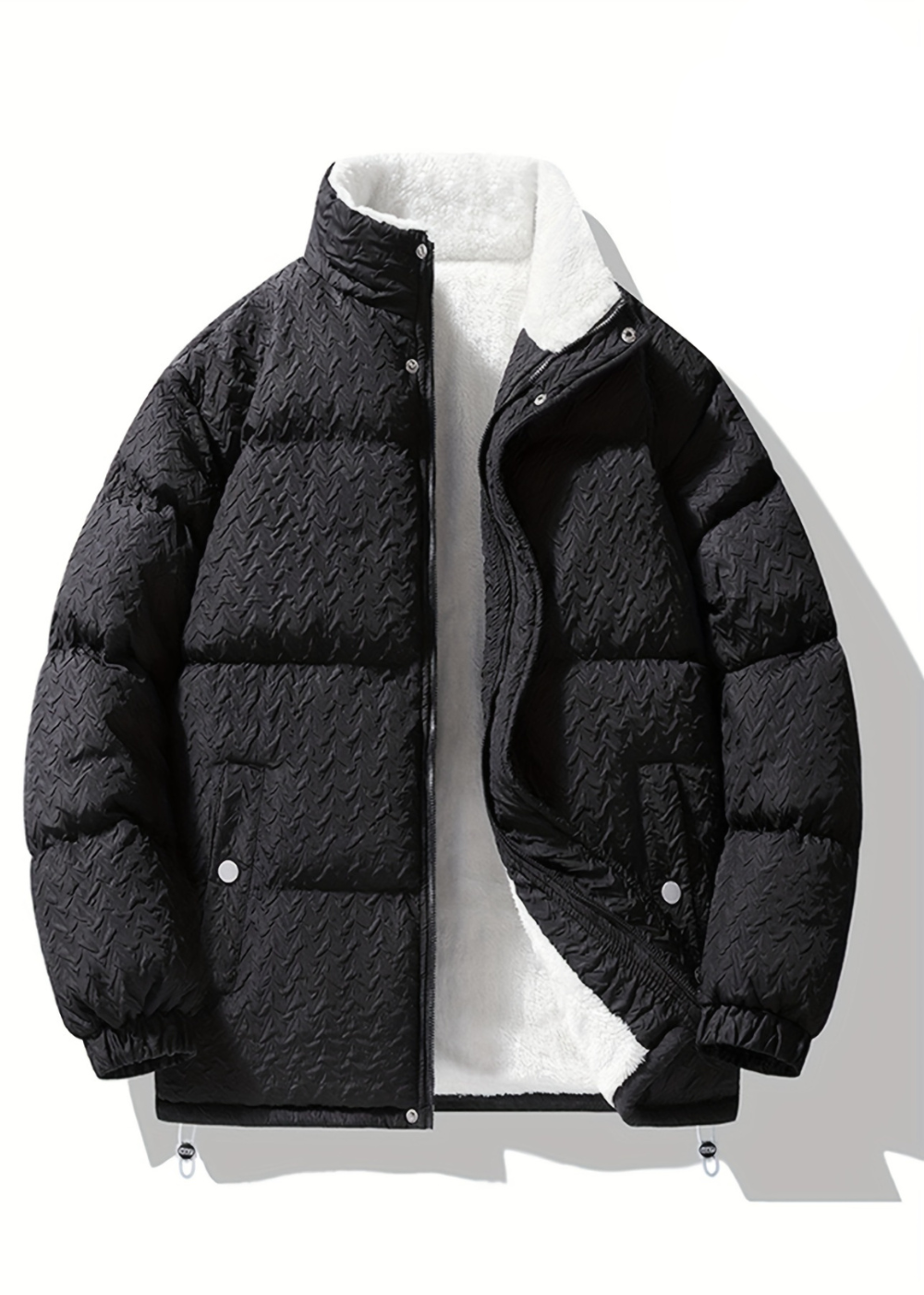 Svart jacka med struktur i fleece