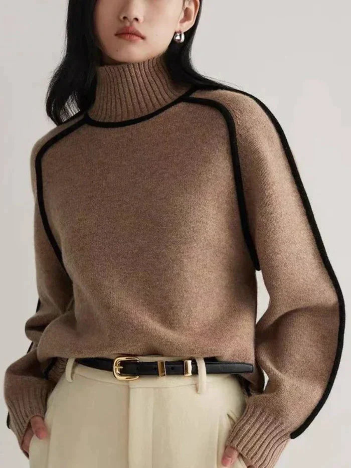 Randig turtleneck-tröja för kvinnor
