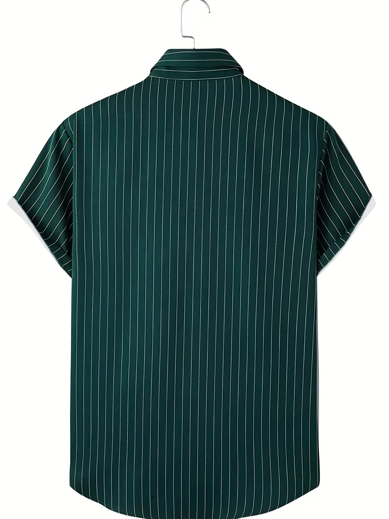Casual randig non-stretch skjorta med korta ärmar och button down för män