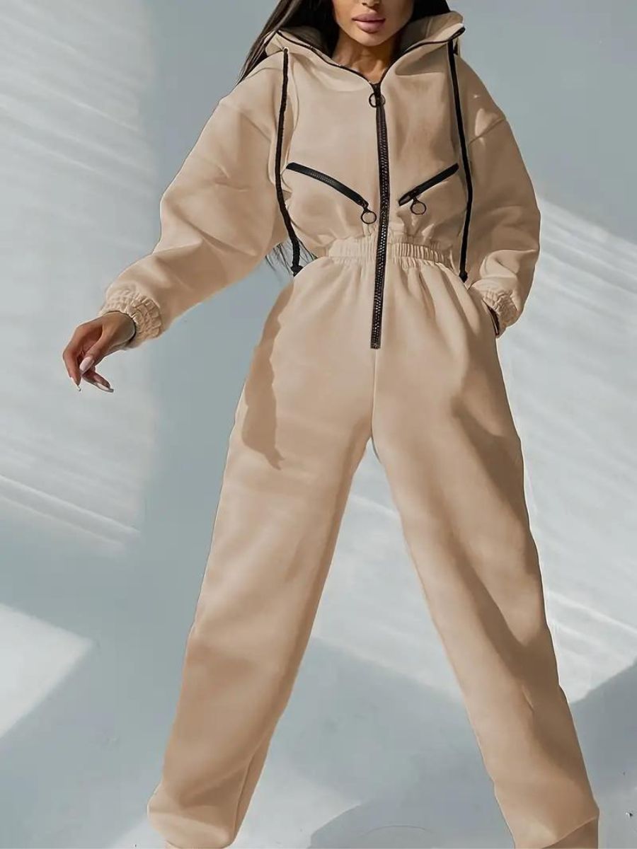 jumpsuit med huva och dragsko