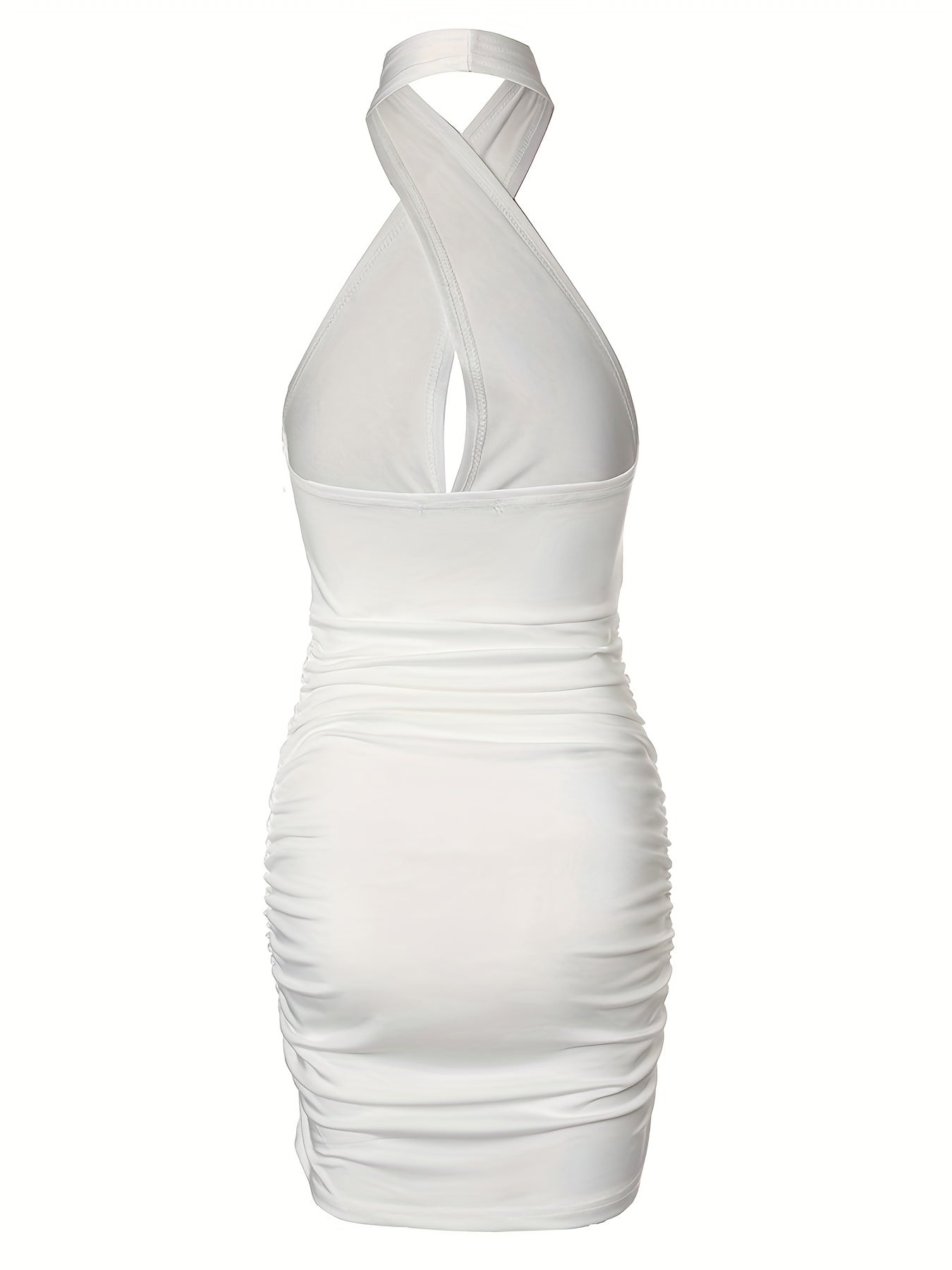 Smal grimklänning utan rygg med volanger och volanger