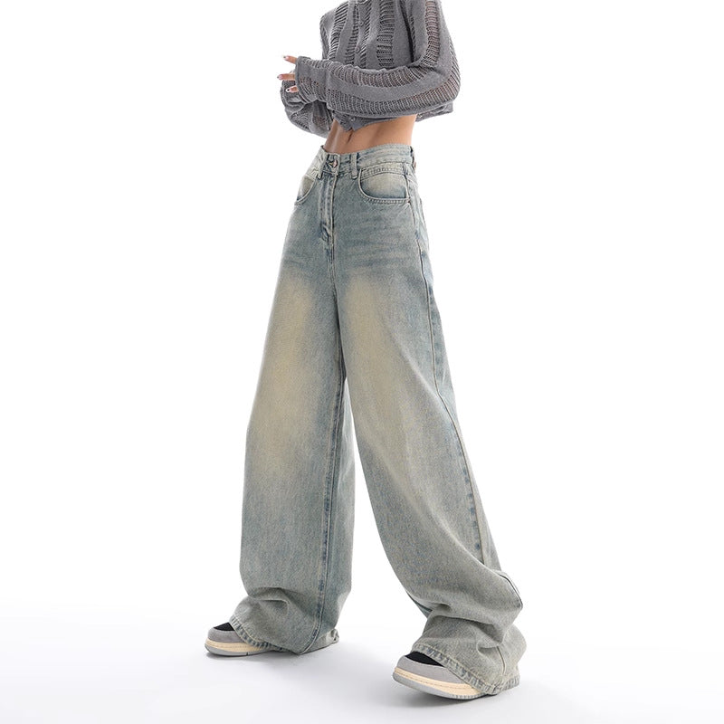 Retrotvättade lösa jeans