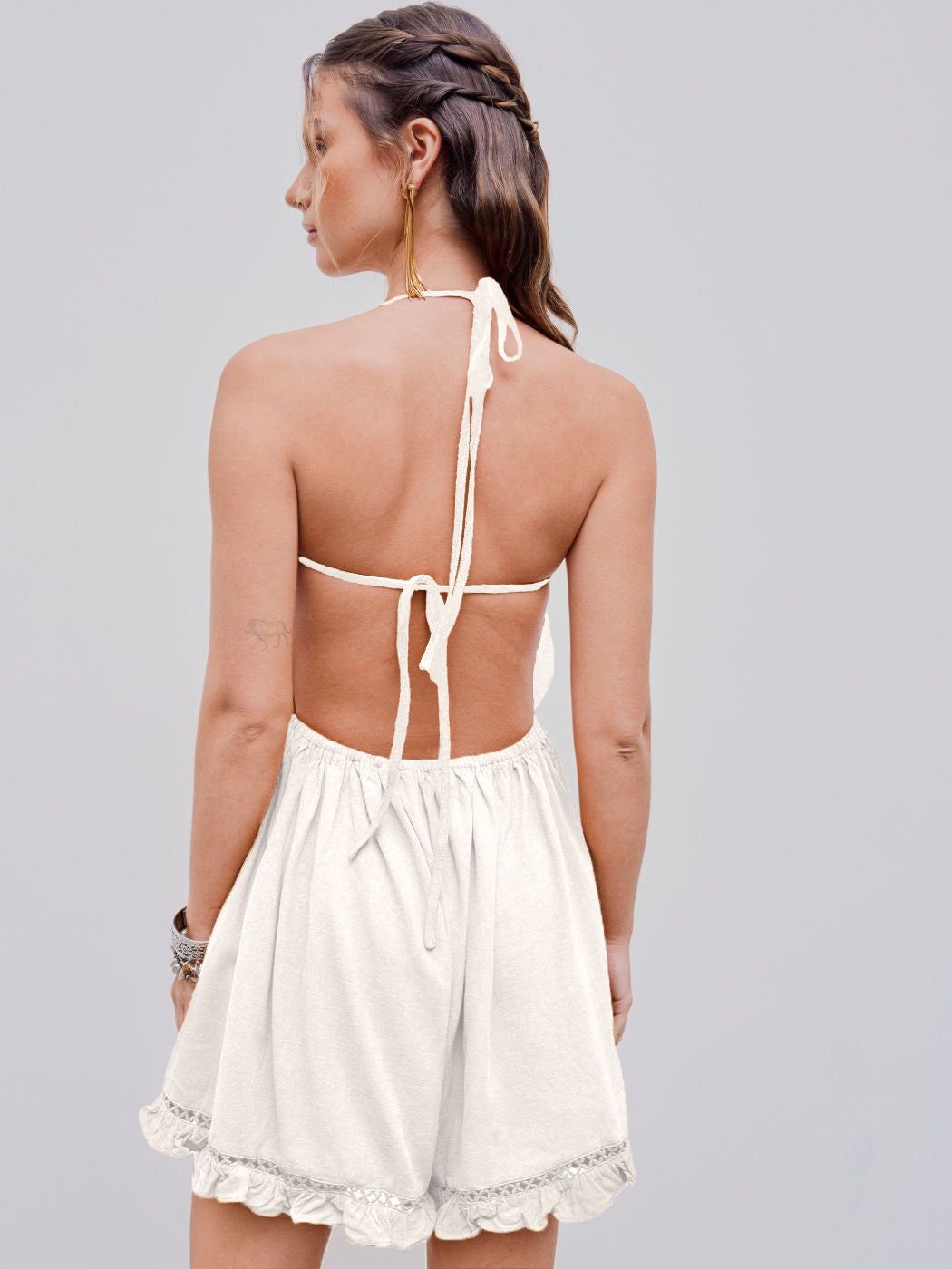 Casual elegant vit klänning med textur