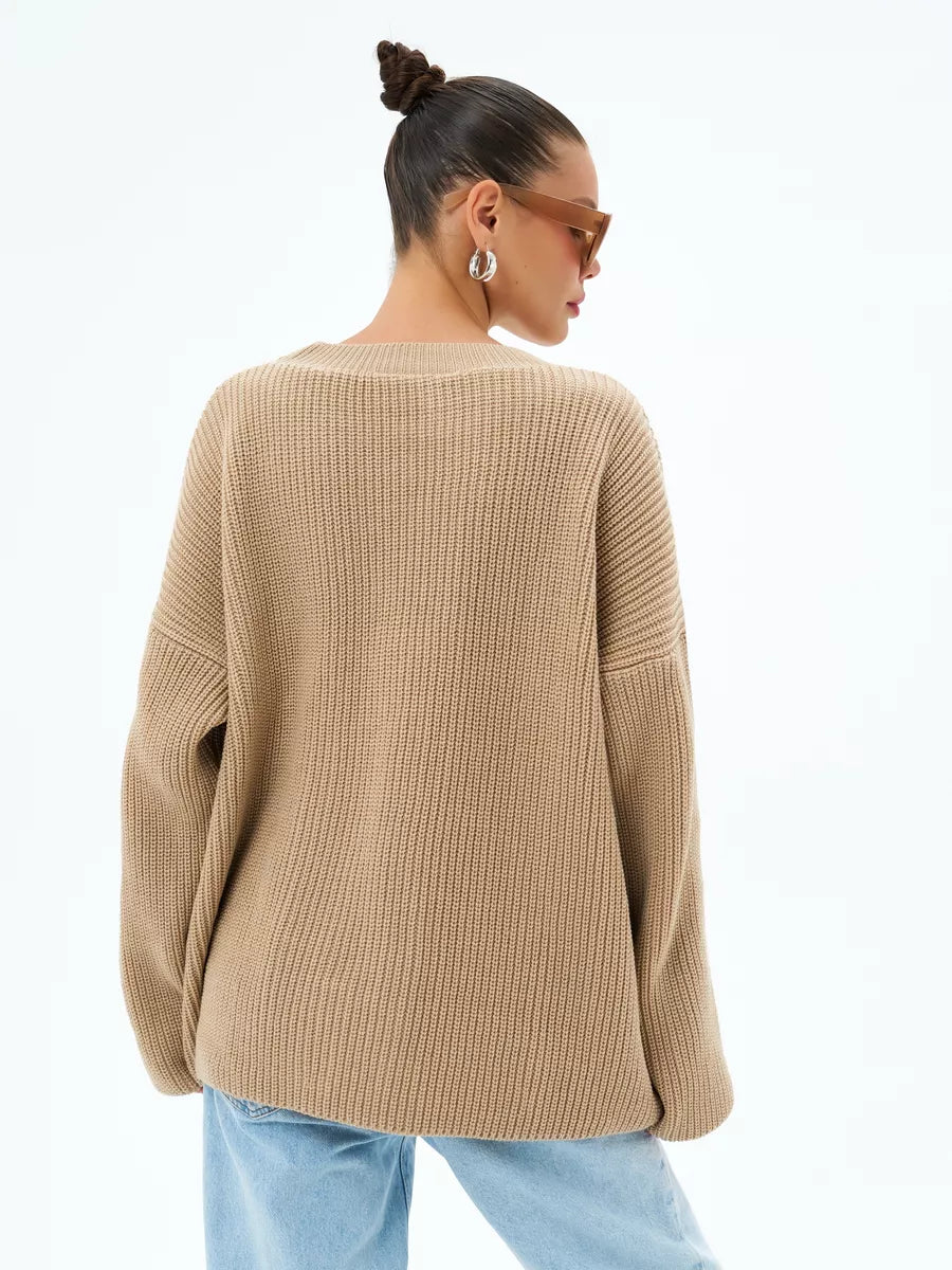 Lösstickad randig tröja