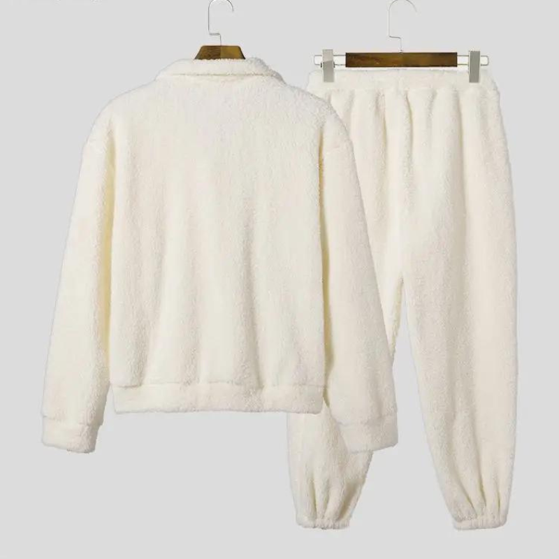 Fuzzy Fleece sweatshirt med lå nga ärmar och lå nga byxor