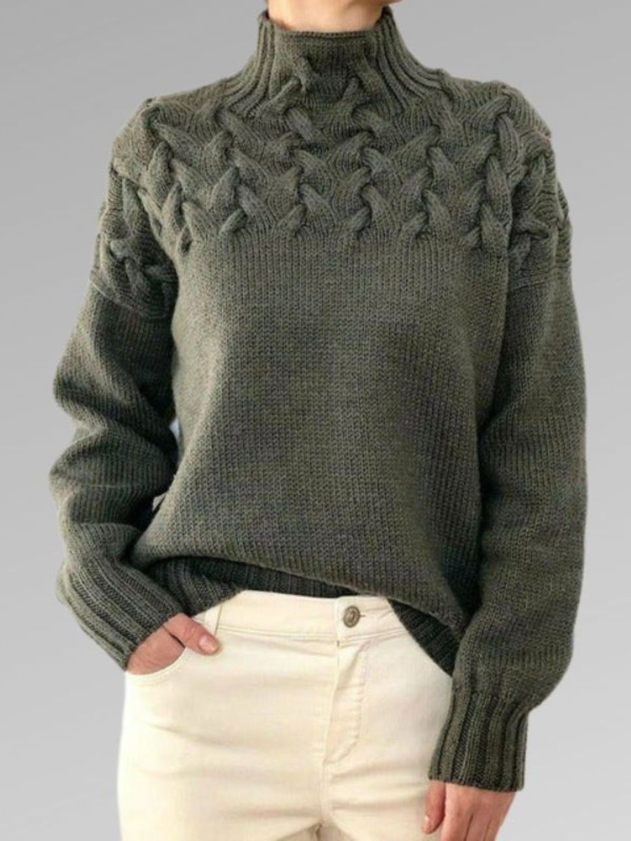 Elegant kabelstickad tröja