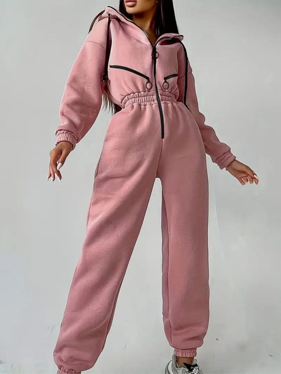 jumpsuit med huva och dragsko