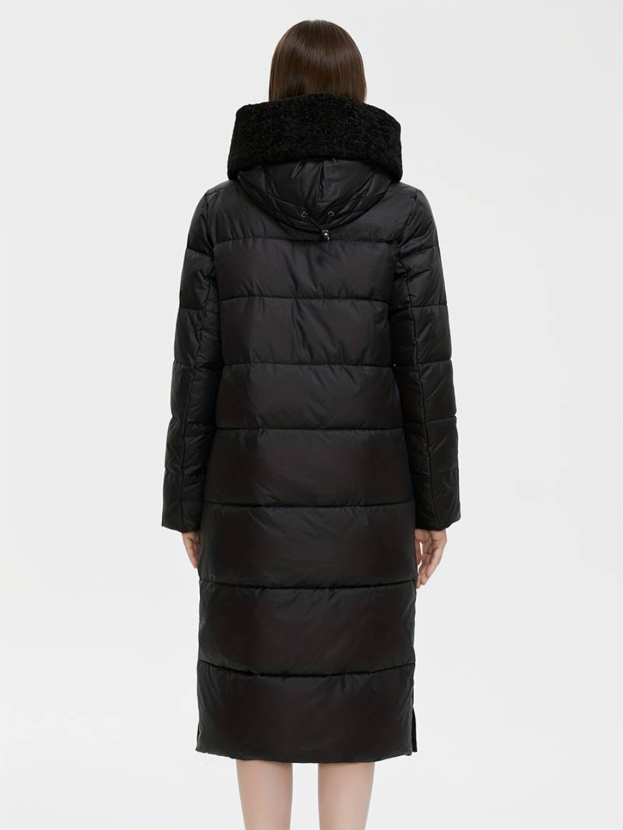 lå ng fluffig jacka med dragkedja