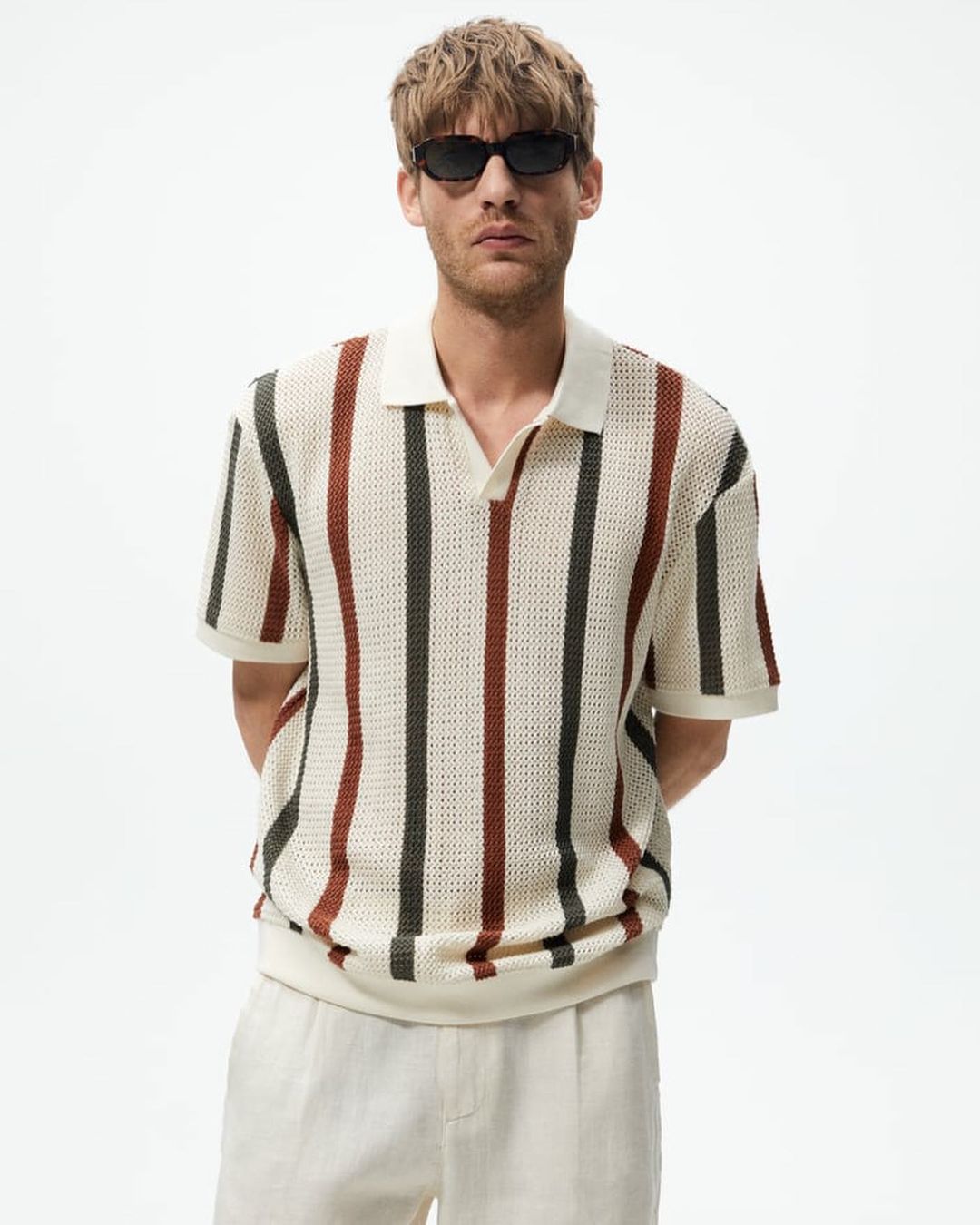 Virkad stickad pikétröja