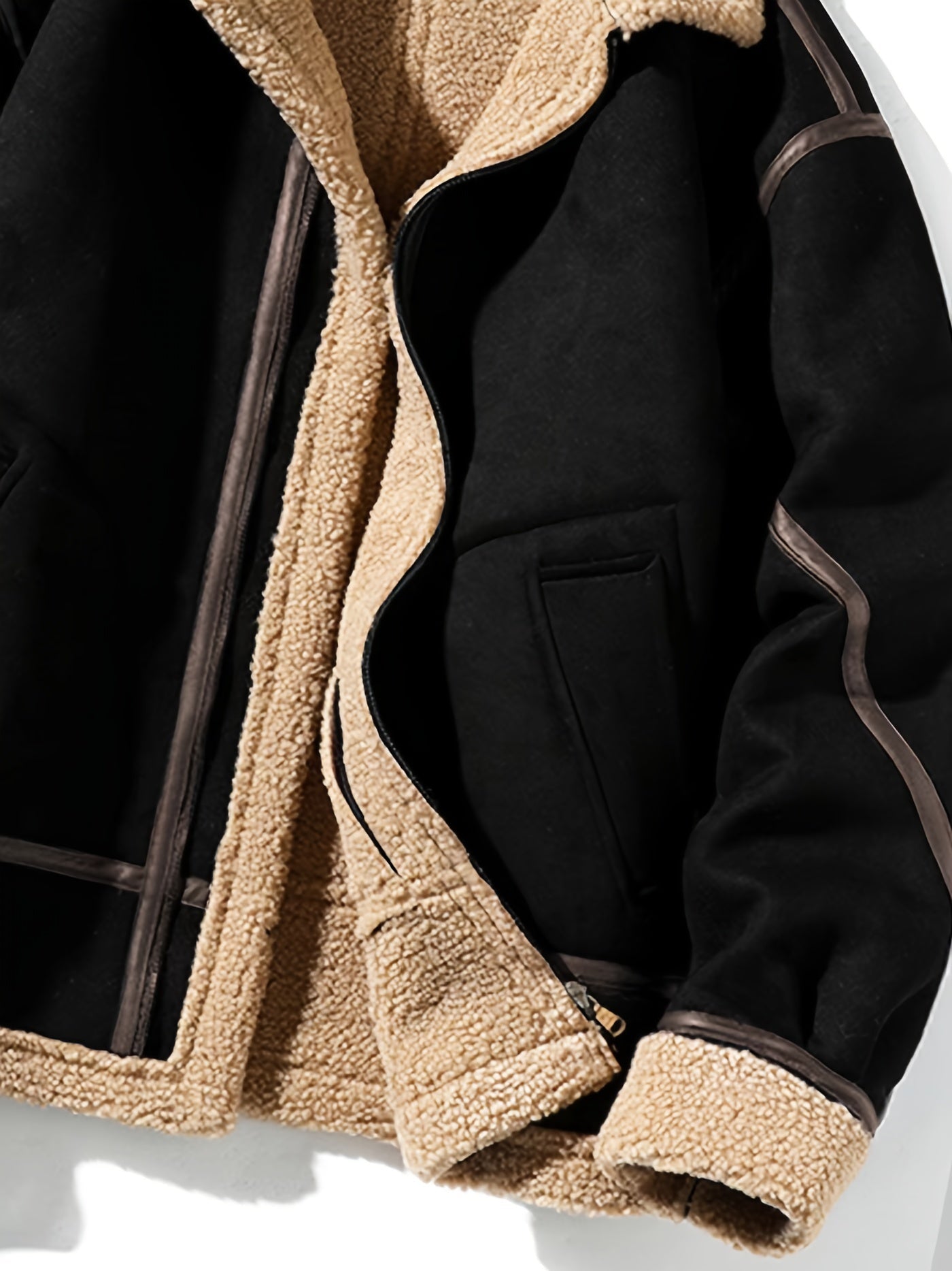 Mocka fluffig fleecefodrad jacka för män