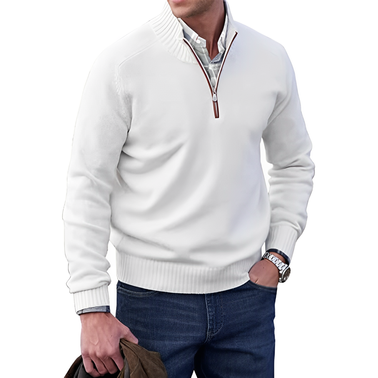 Cashmere dragkedja för män