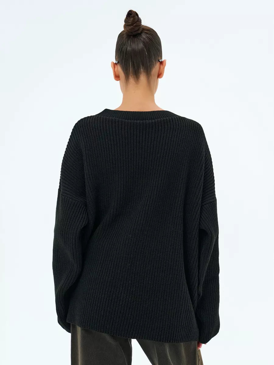 Lösstickad randig tröja