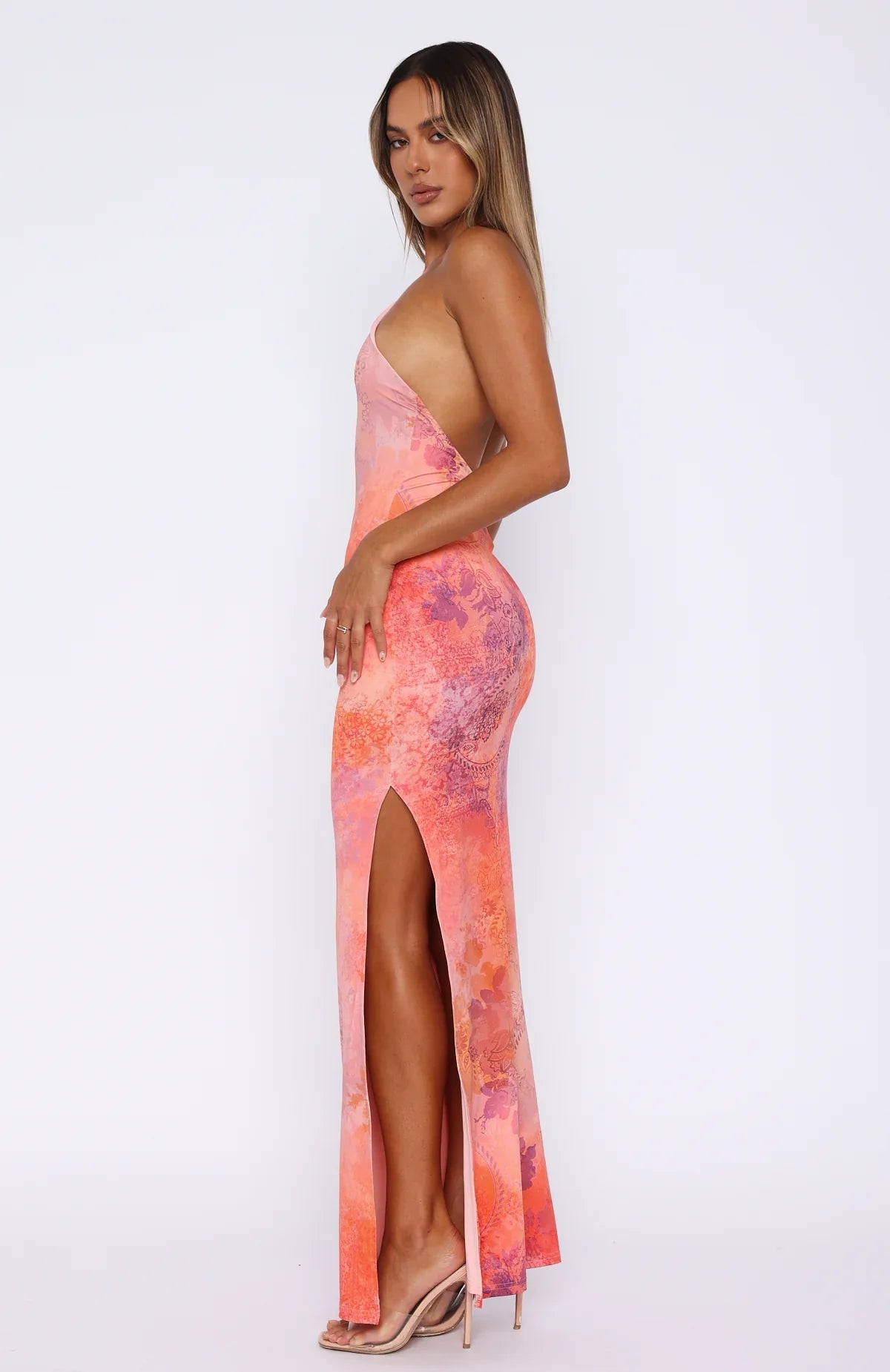 Halterneck Backless Maxiklänning I Orange