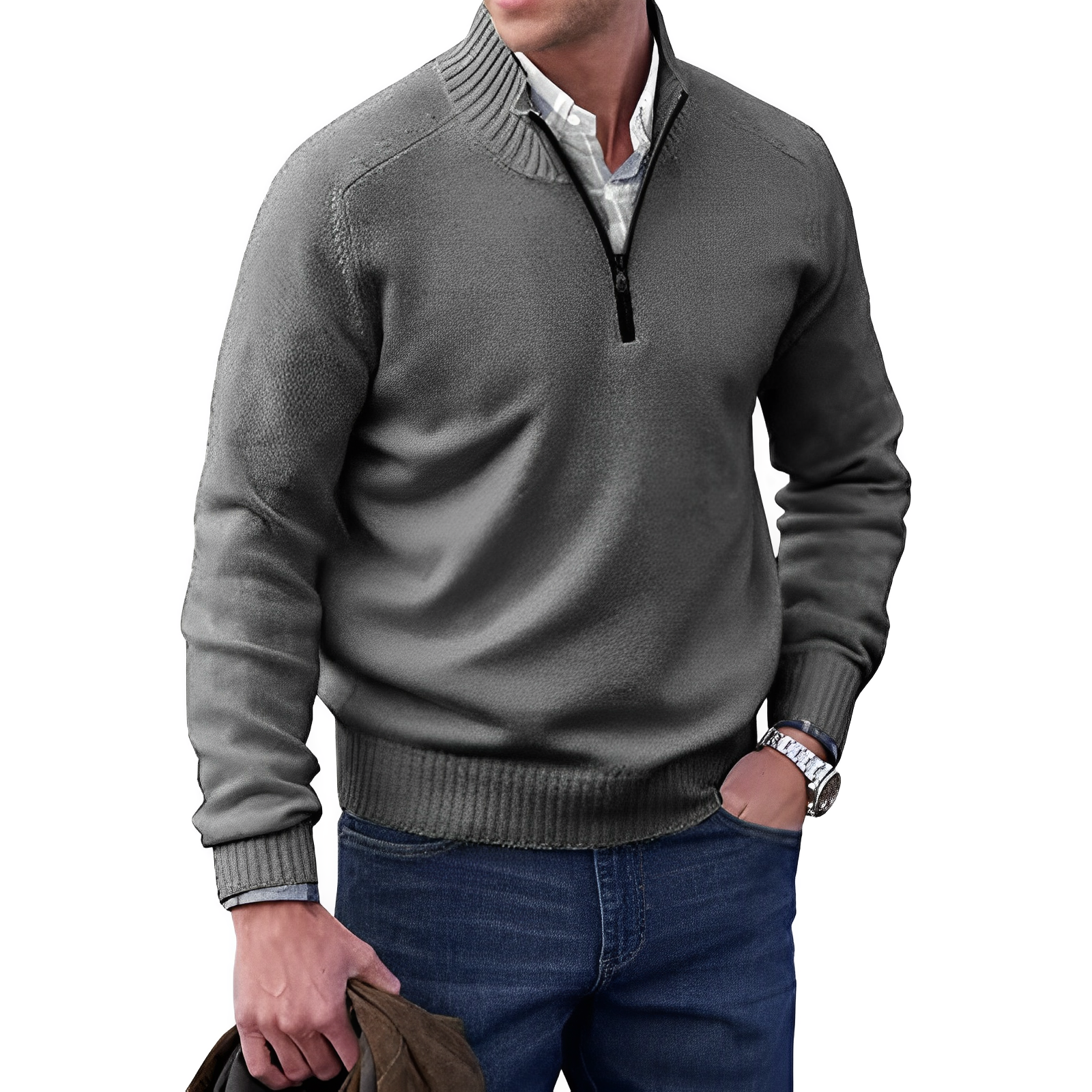 Cashmere dragkedja för män