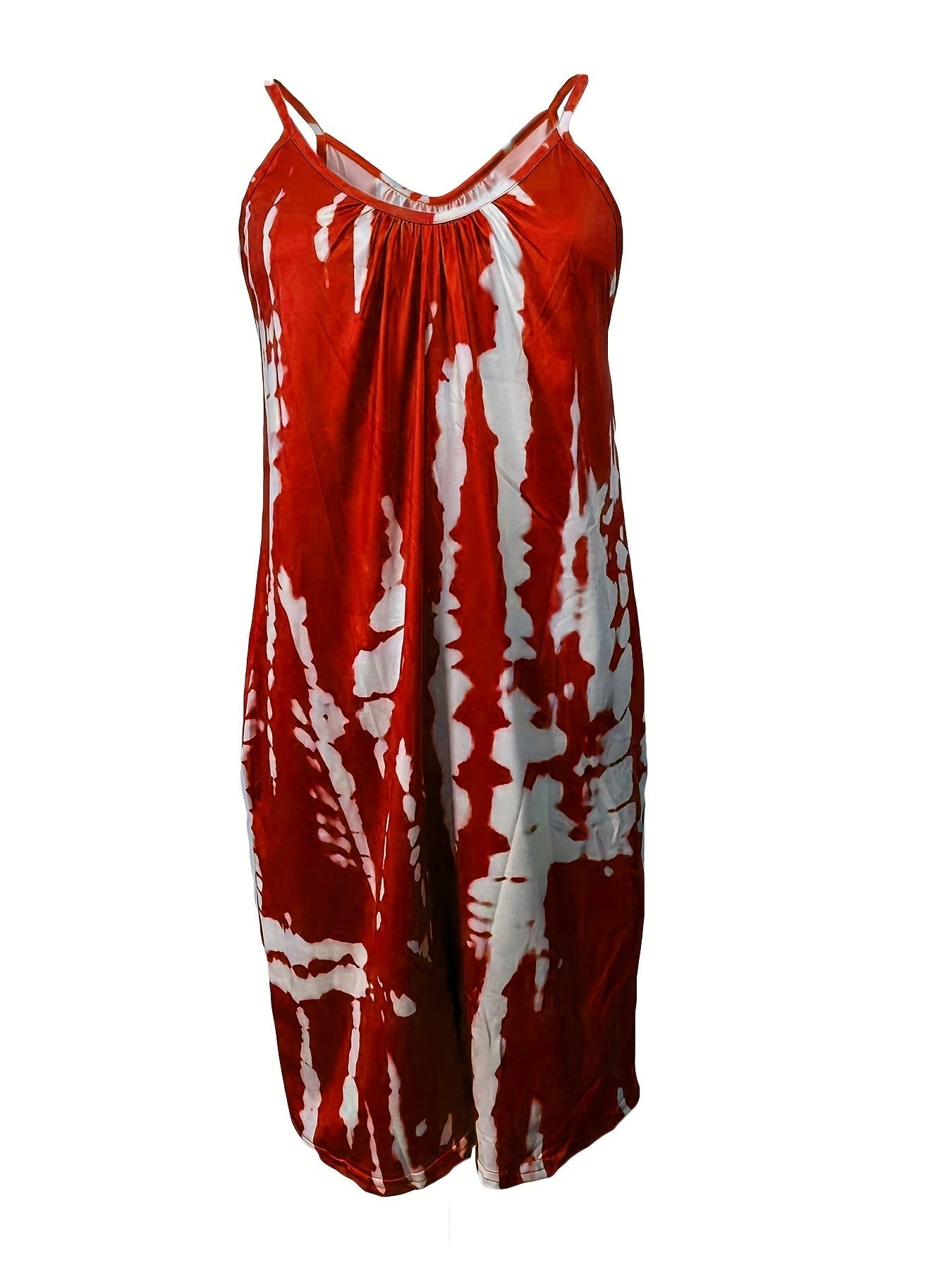 Boho blå tie dye ärmlös tröja med rund hals