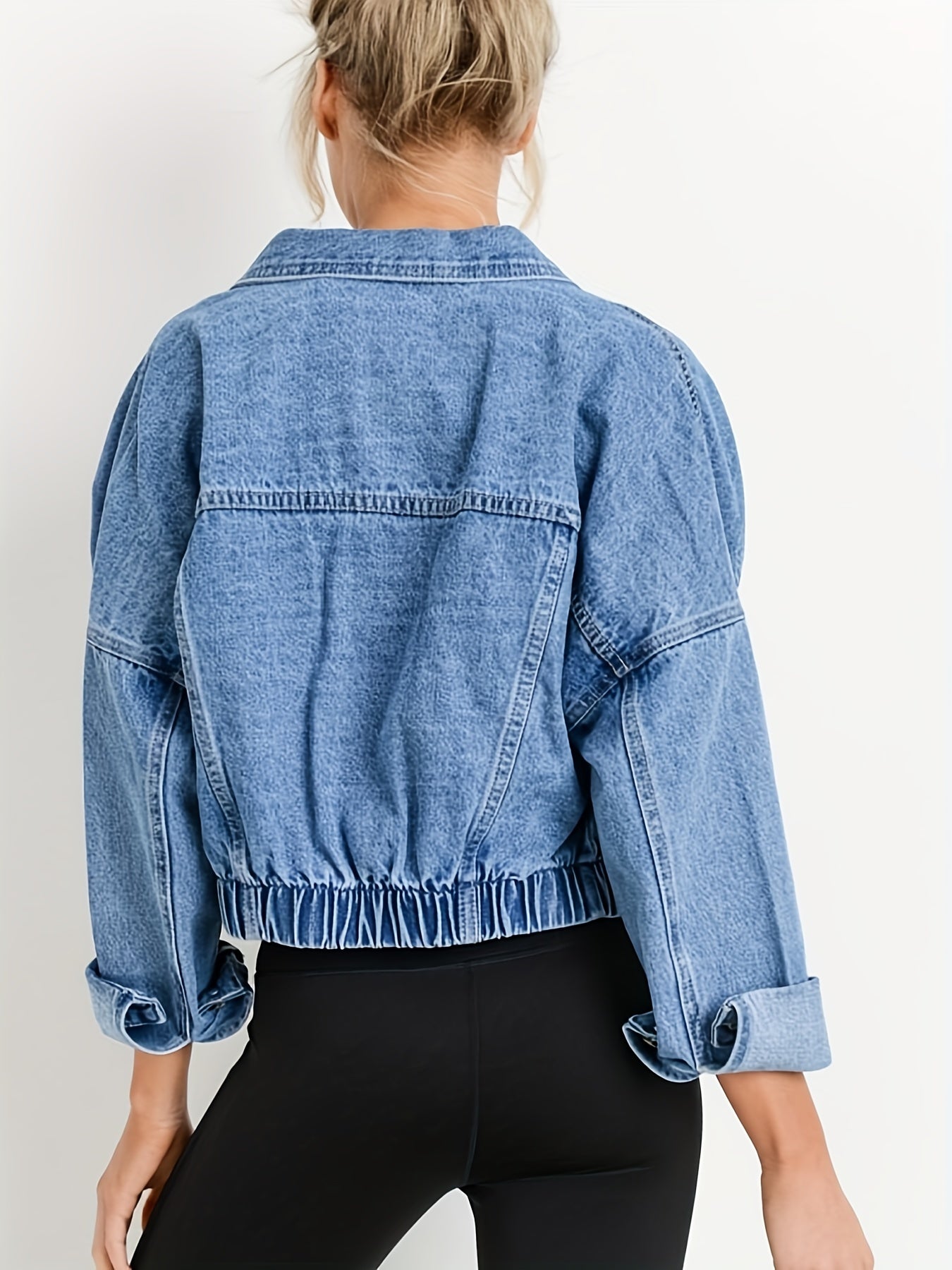 Blå jeansjackor med korta slag