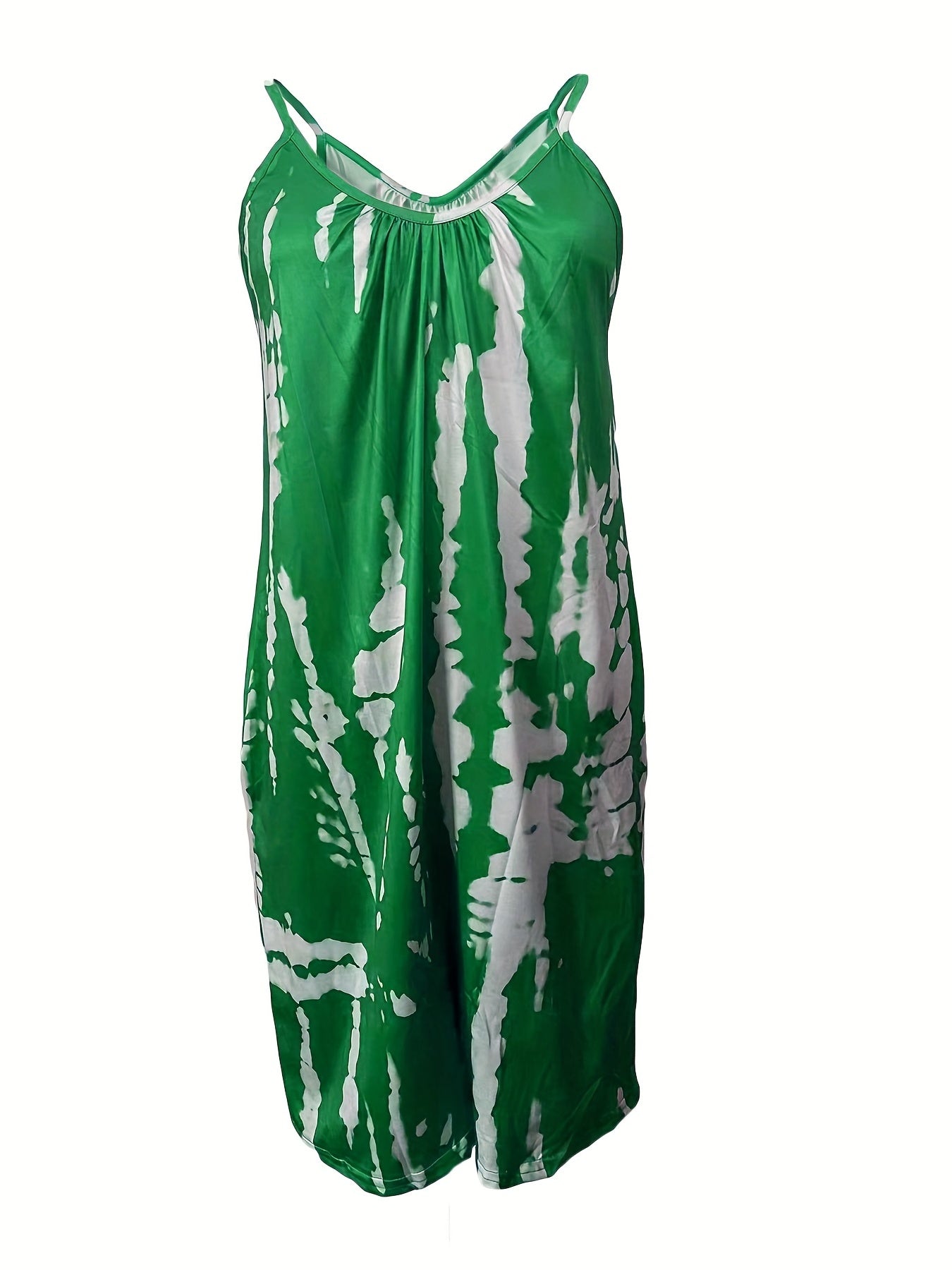Boho blå tie dye ärmlös tröja med rund hals