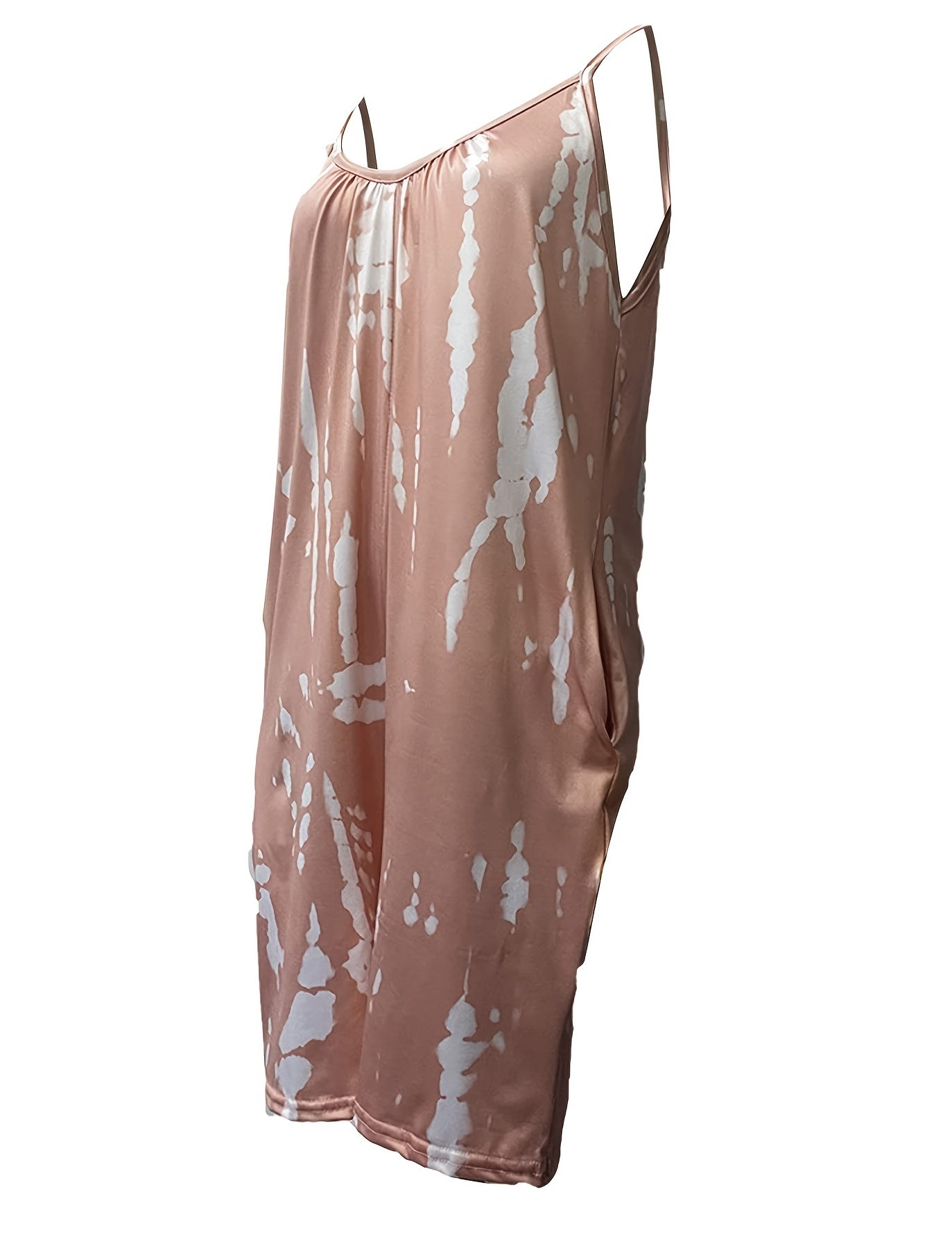 Boho blå tie dye ärmlös tröja med rund hals