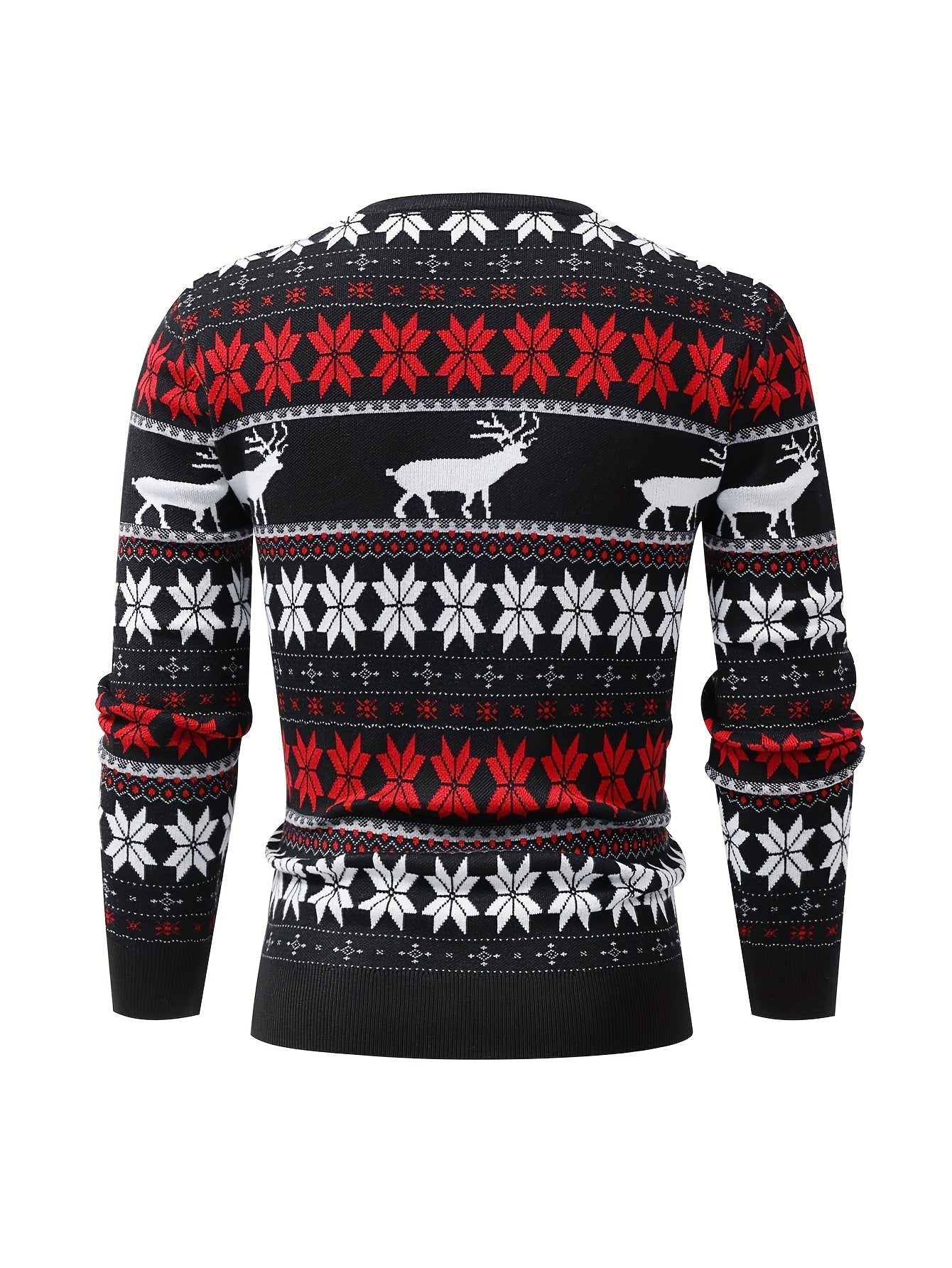 Stickad kabeltröja med julmönster