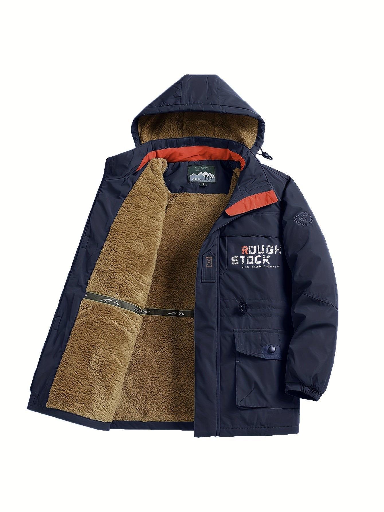 Varm fleecejacka med fickor med lock