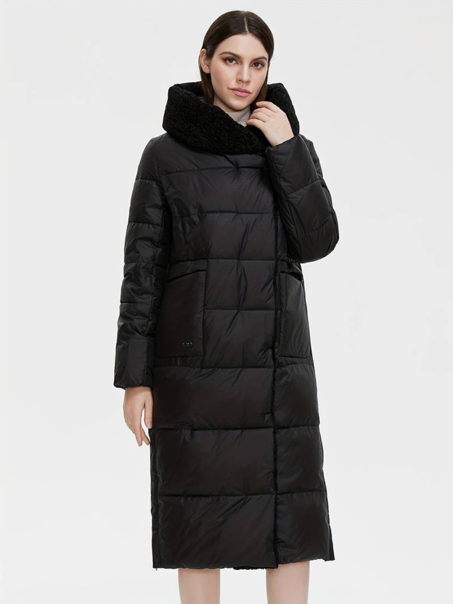 lå ng fluffig jacka med dragkedja