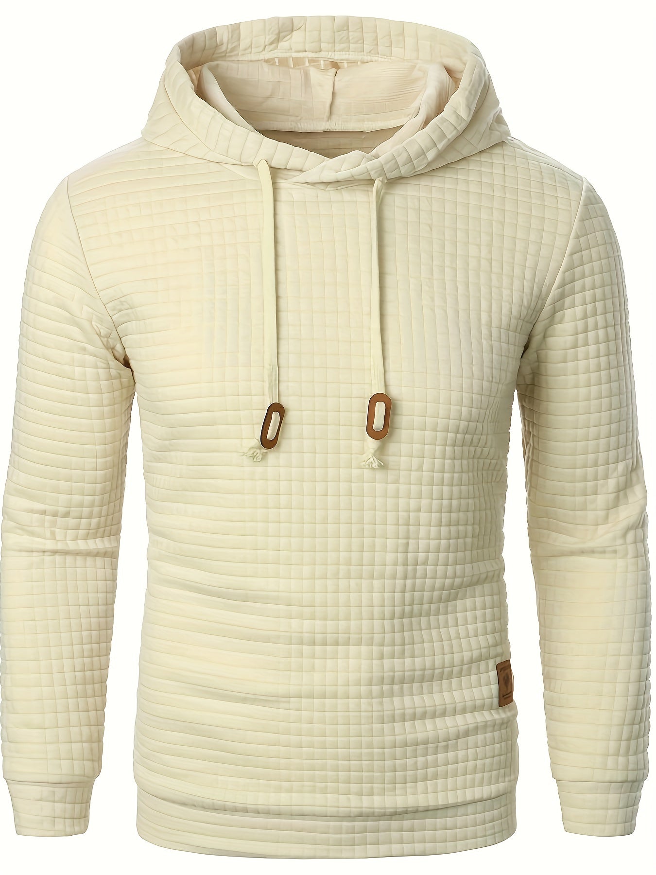 Bekväm lå ngärmad hoodie med vå ffelmönster